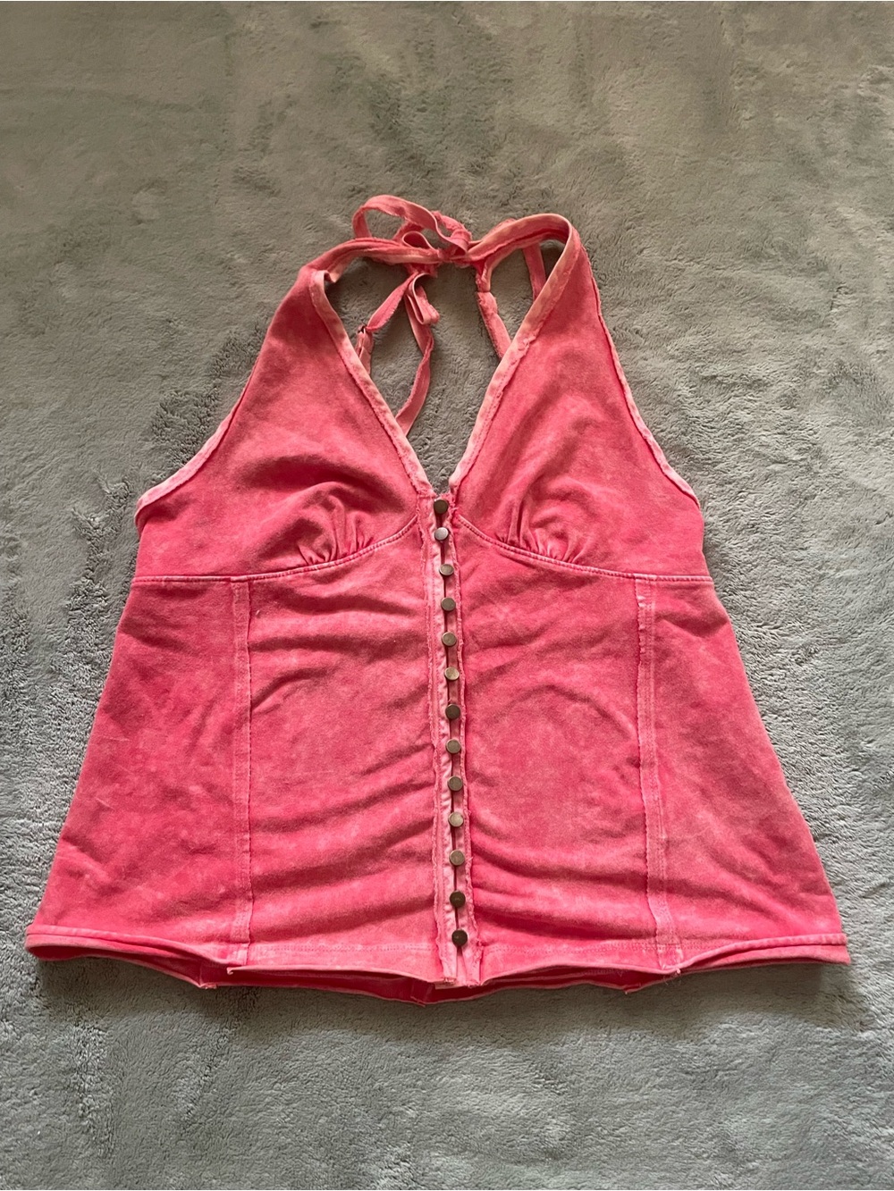 Free People Coral Halter Button-Front Camisole